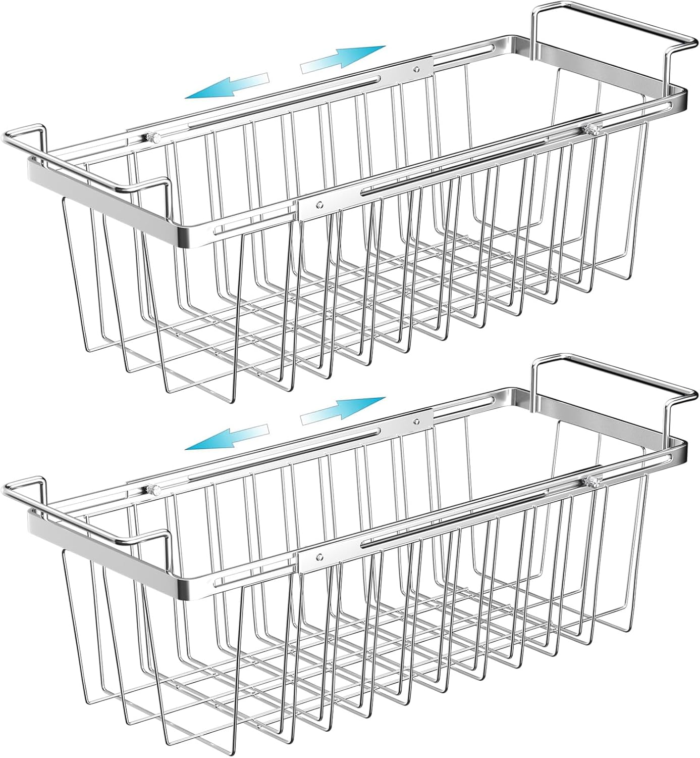 Orgneas Freezer Baskets for Chest Freezer, Expandable Deep Freezer Organizer Bins Wire Basket Storage Adjustable from 16.5'' to 26.5'', Stainless Steel over the Sink Dish Drying Rack for Kitchen