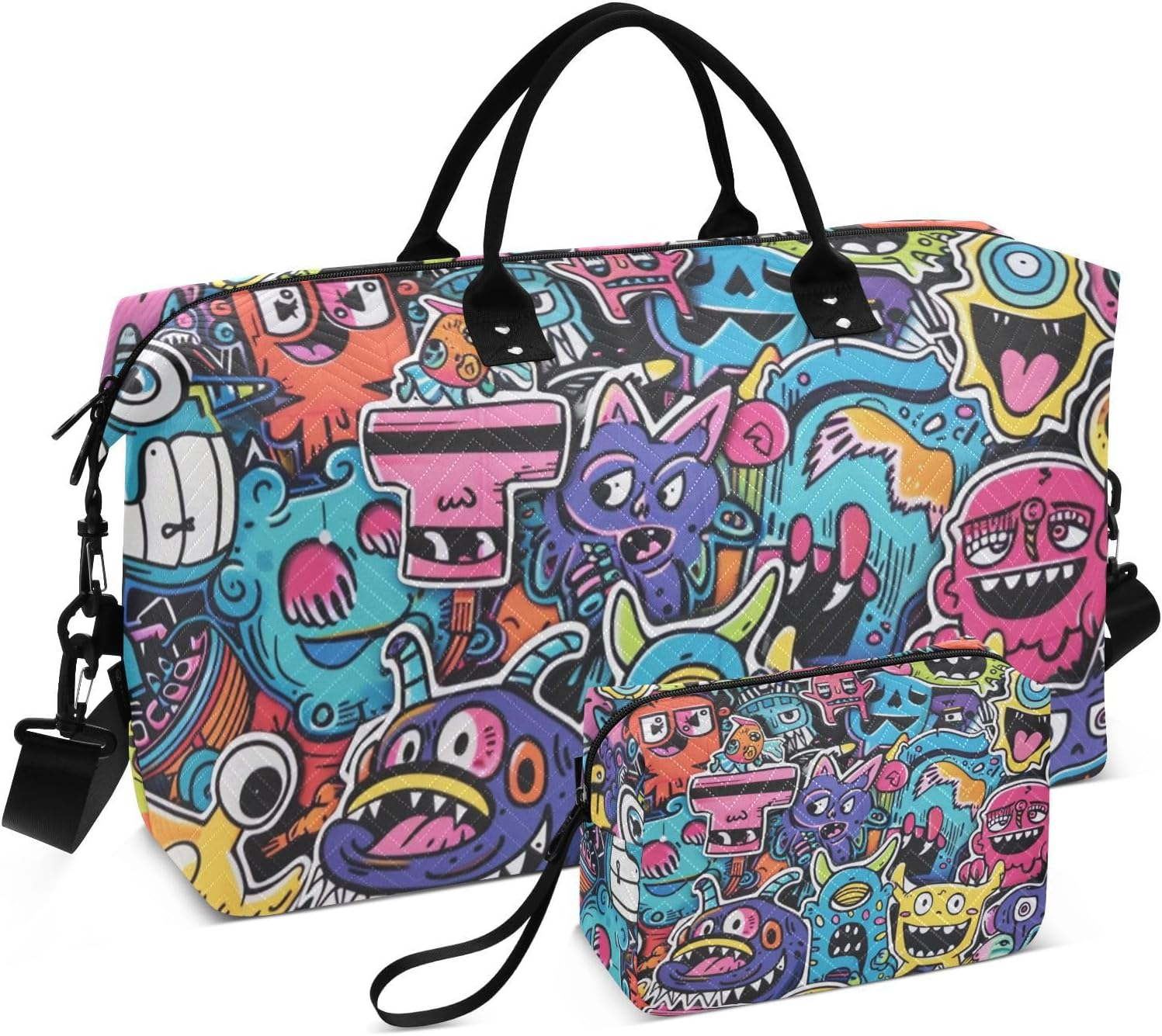 Graffiti Art Trend Play Stickers Travel Hand Bag Travel Weekender Gear Bag Sport Training Bag with Toiletry Bag for Workout Multifunctional, Graffiti Art Trend Play Stickers, One Size, Graffiti Art