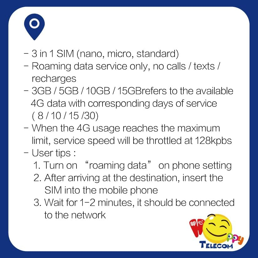 Free Test 150MB 1Day in Australia | Happy China, Hong Kong, Macau 30Days Unlimited Data Sim Card | 15GB of 5G High-Speed Data Then 128Kbps | Support Google, Whatsapp, Facebook and More image number 4