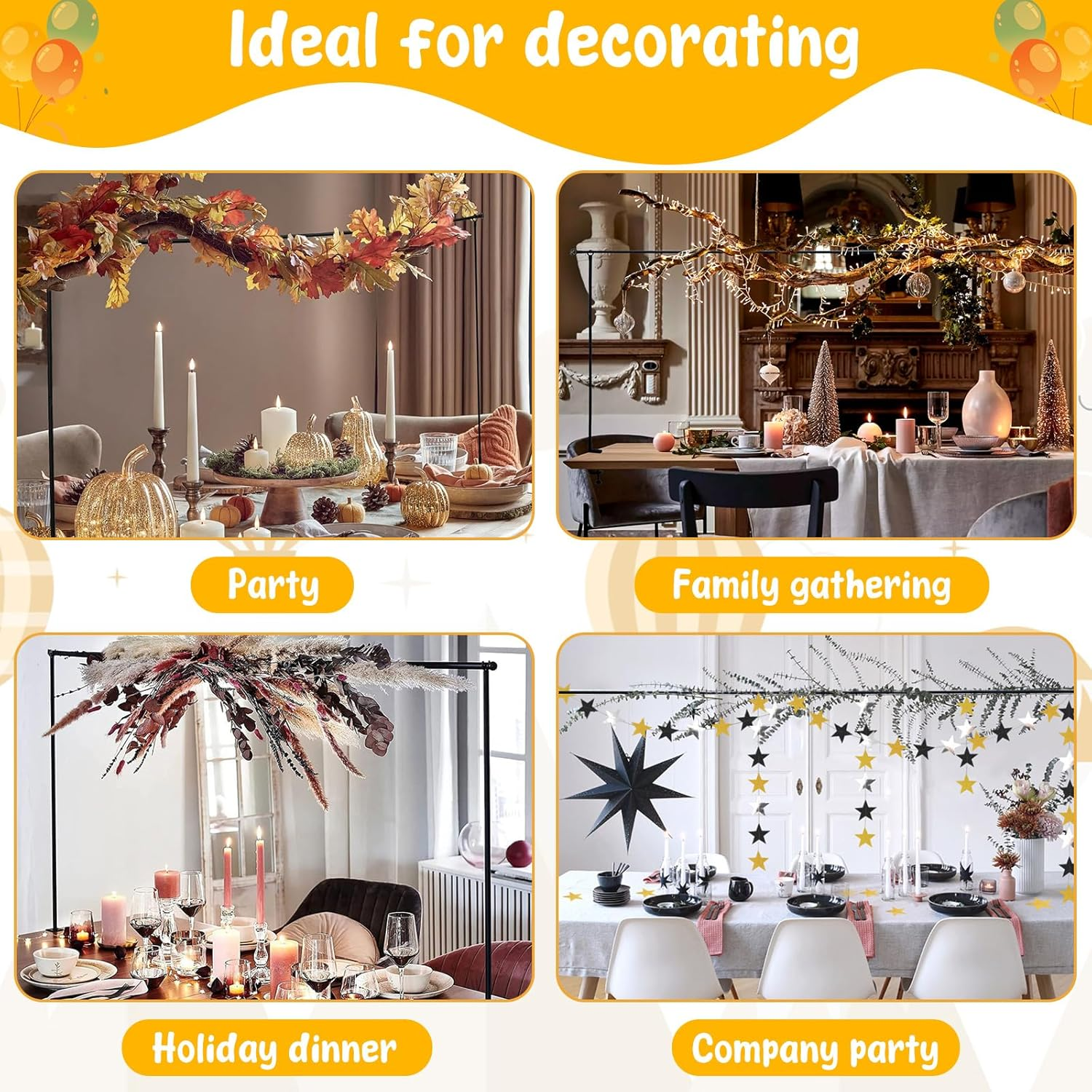 DJAPWPX Adjustable Table Arch, Hanging Metal over the Table Rod Stand, Easy to Install Use Adjustable Table Arch, Hanging Safe Secure over the Table Rod Stand Suitable for Parties image number 5