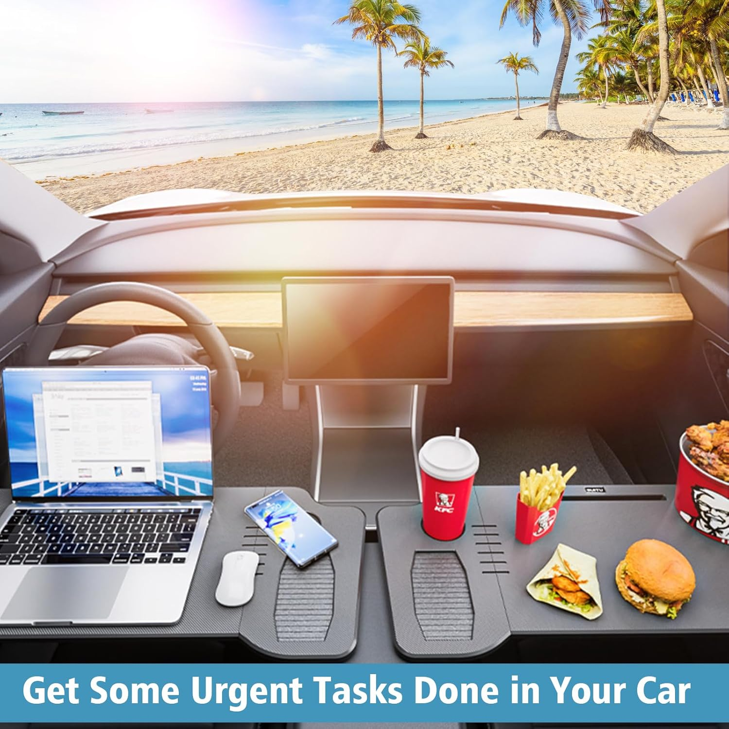 Goanywheel Car Desk Steering Wheel Tray, Foldable Car Table Tray, Steering Wheel Desk for Eating and Traveling, Upgraded Design image number 6