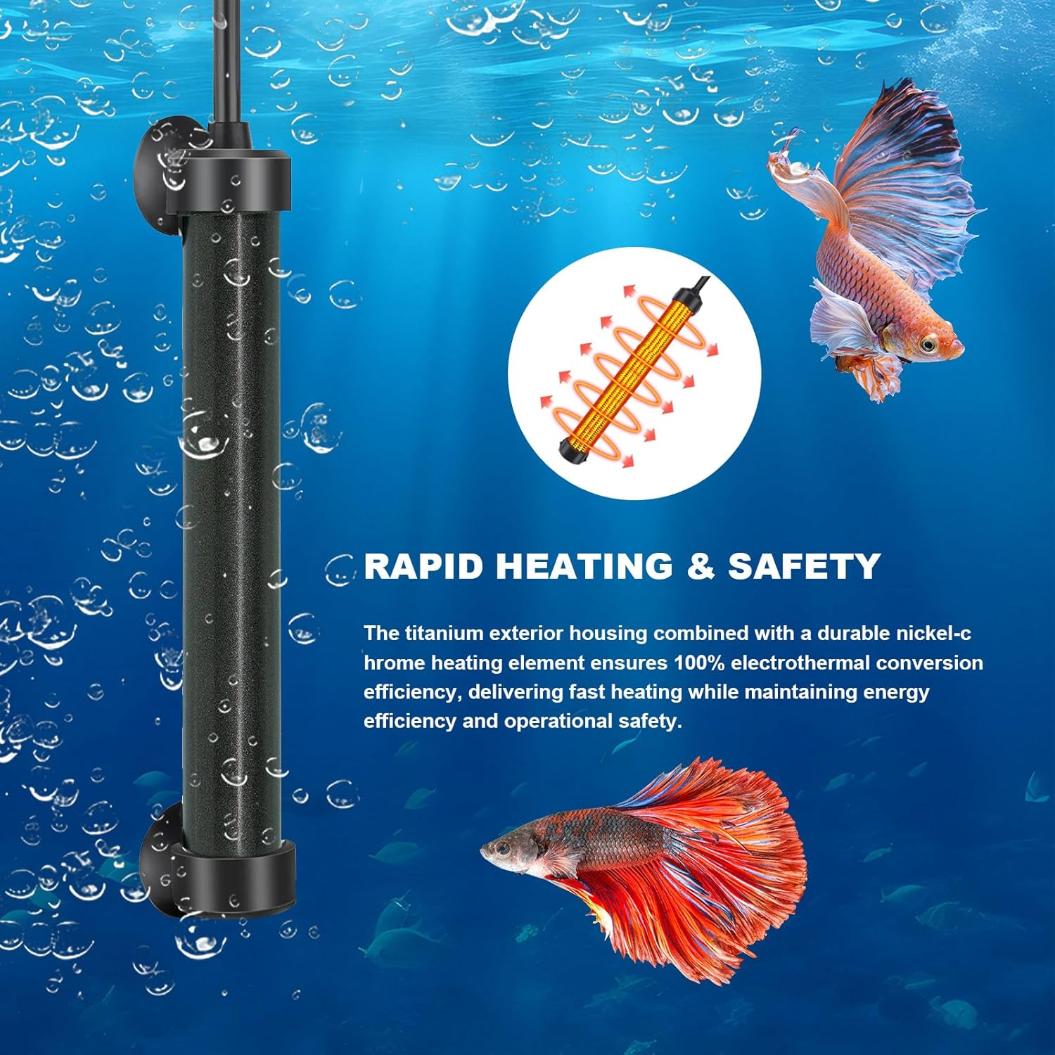 Aquarium Heater, Titanium Heater with Digital LED Controller & Temperature Probe (200W) Submersible Fish Tank Heater with Temperature Calibration for Saltwater Freshwater Tank 40 Gallon image number 2