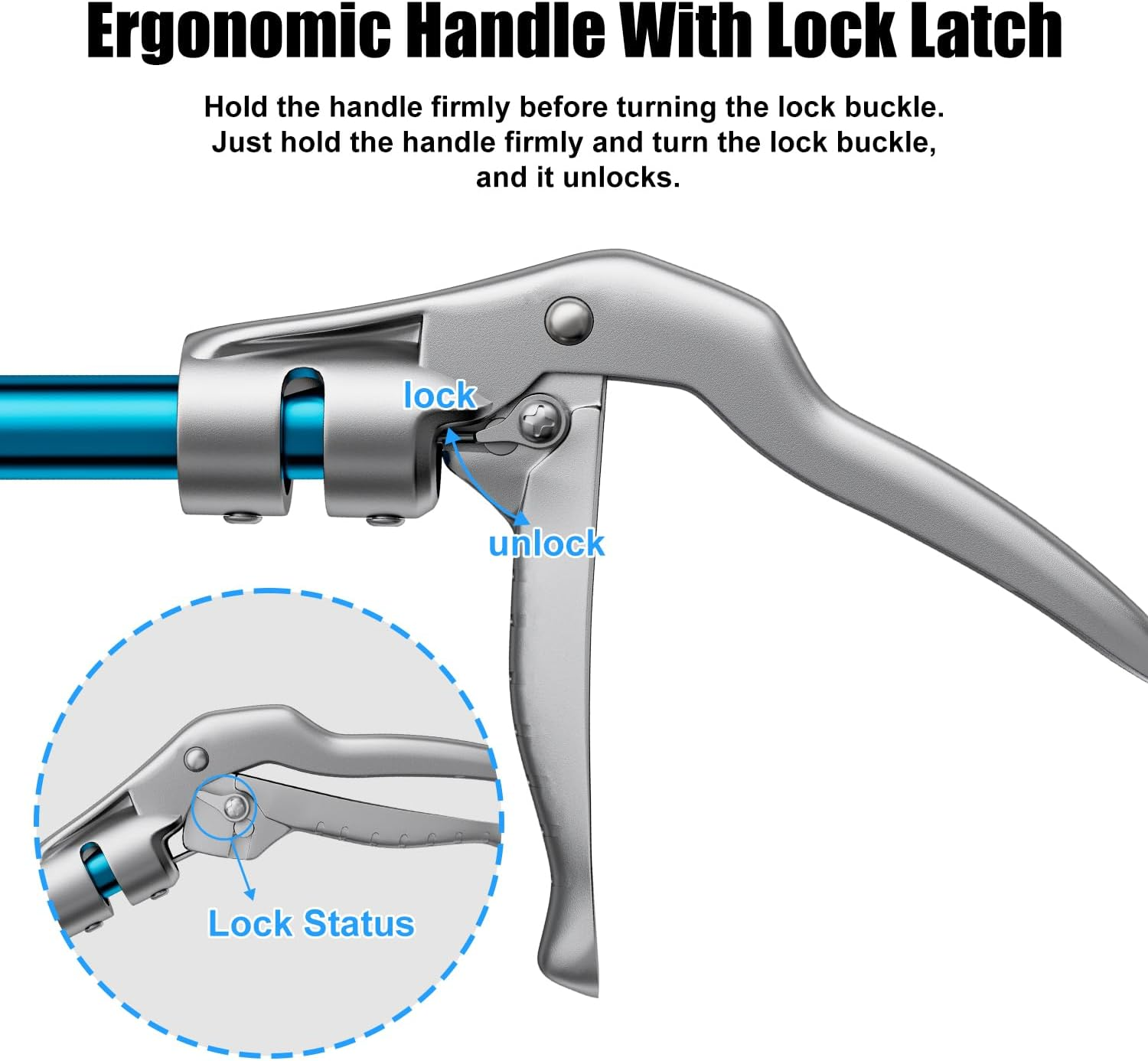 60" Snake Tongs, Professional Aluminum Alloy Standard Reptile Grabber Rattle Snake Catcher Wide Jaw Handling Tool image number 6