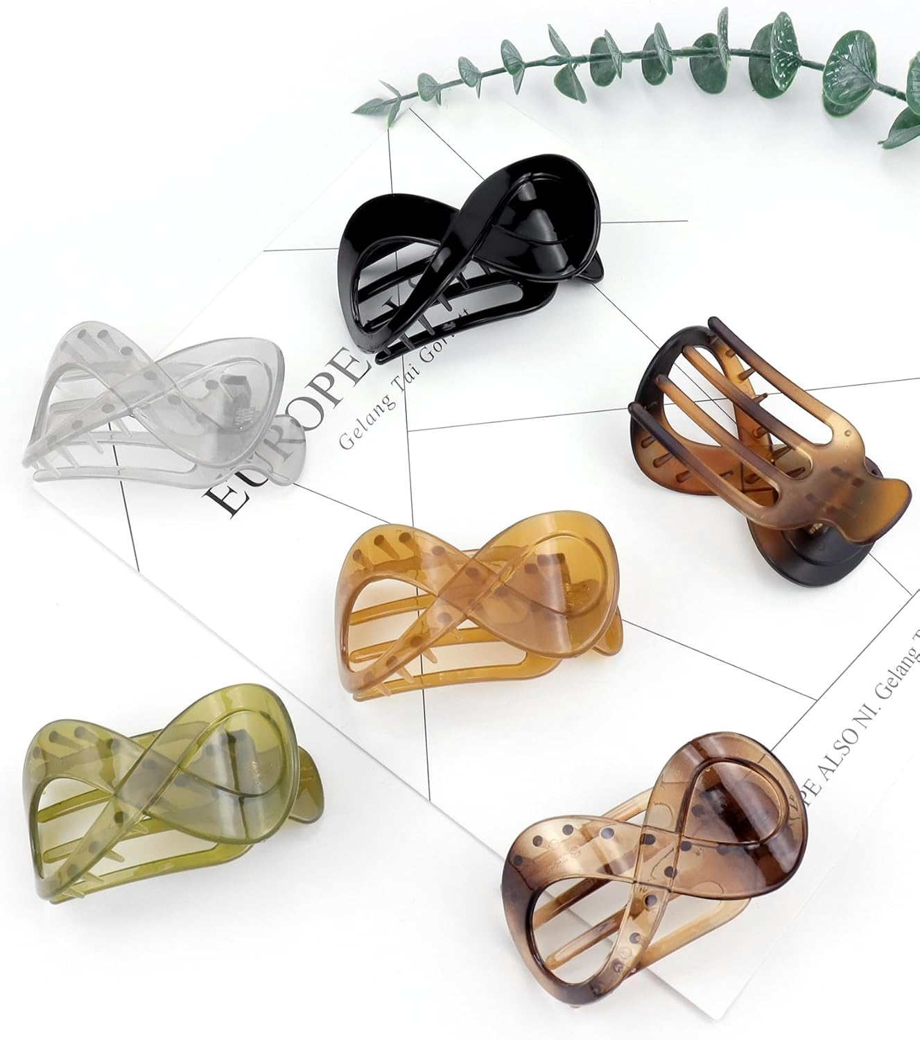 Kavya Hair Clips 6 Pcs Claw Clips for Thick Hair, Non-Slip Hair Claw Clips French Style Hair Claws Hair Accessories for Women (Glossy) - Matte-2 image number 2