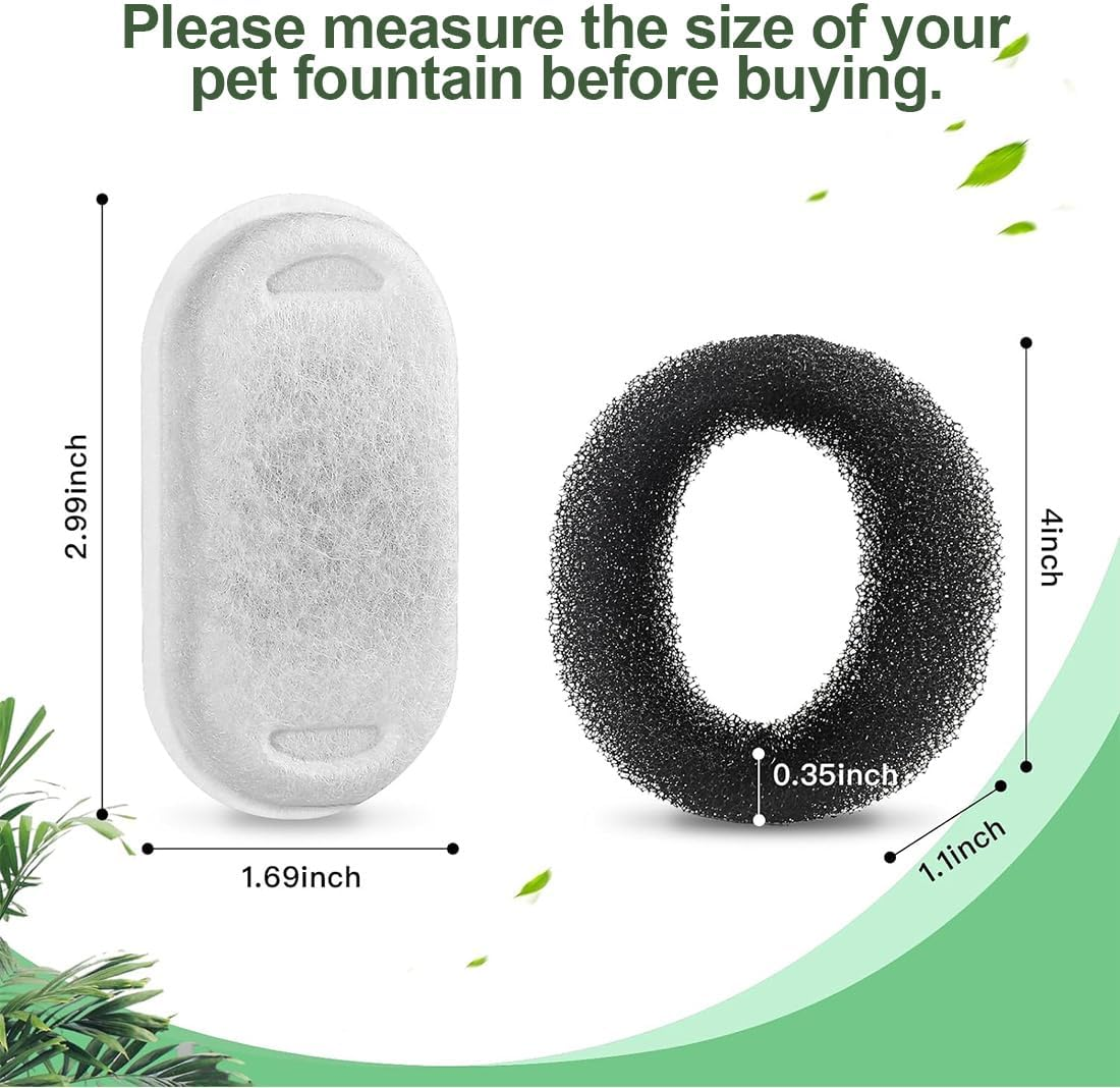 8 Filters for Cat Fountain, Replacement Filter for Drinking Fountain, 4 Pieces Filters + 4 Pieces Foam Filters, Filtering Hair (Sponge), for Stainless Steel Drinking Fountain for Cats and Dogs image number 3