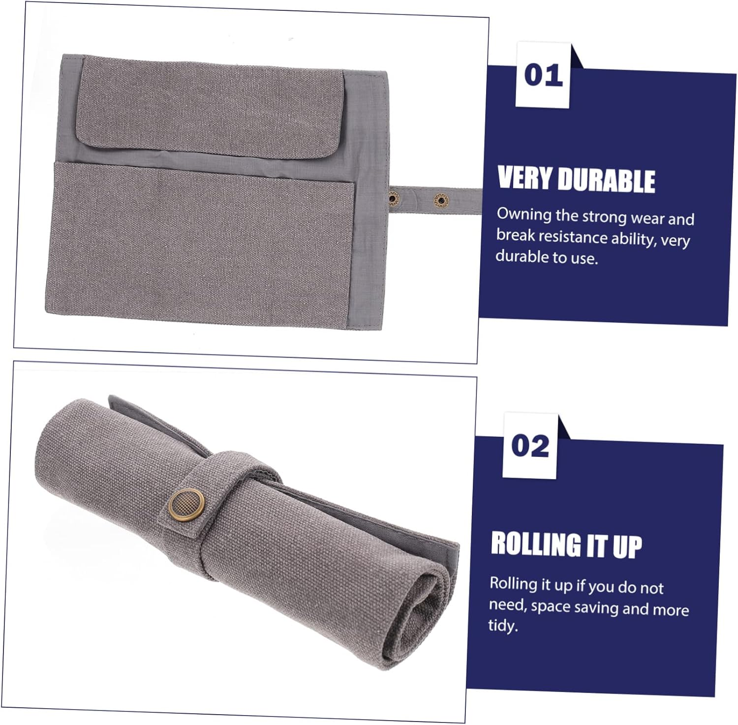 DIYEAH Stationery Office Product Roll up Pencil Storage Bag Pencils Canvas Bag image number 2