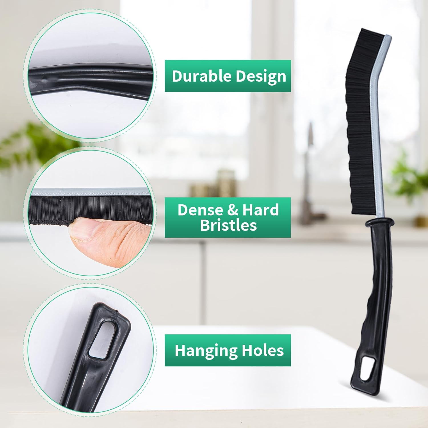 6-Pack Hard Bristle Crevice Cleaning Brush, Best Tool for Cleaning Grout, Gaps, and Sink, Home Cleaning Essentials, Crevice Cleaning Tool for Kitchen and Household Use