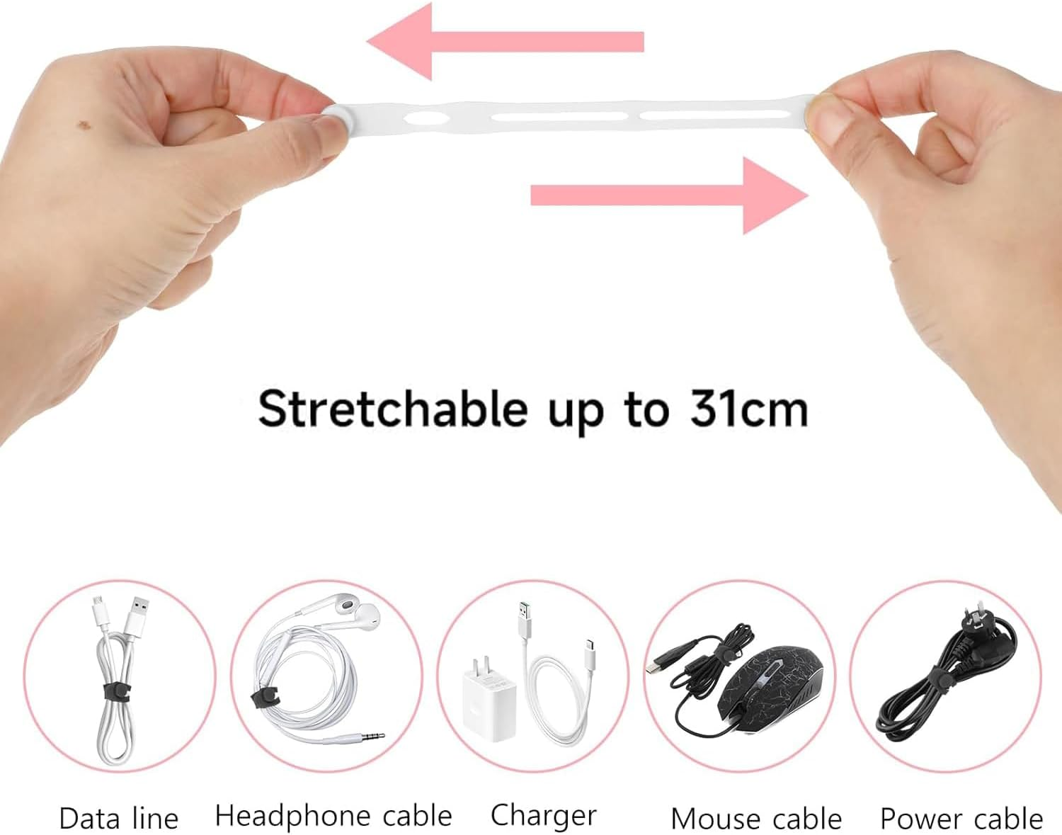 Lexziuo 10PCS Reusable Silicone Cable Ties - Colorful Cord Organizer Straps with Locking Buckles & Wire Labels for Neat Cable Management image number 6