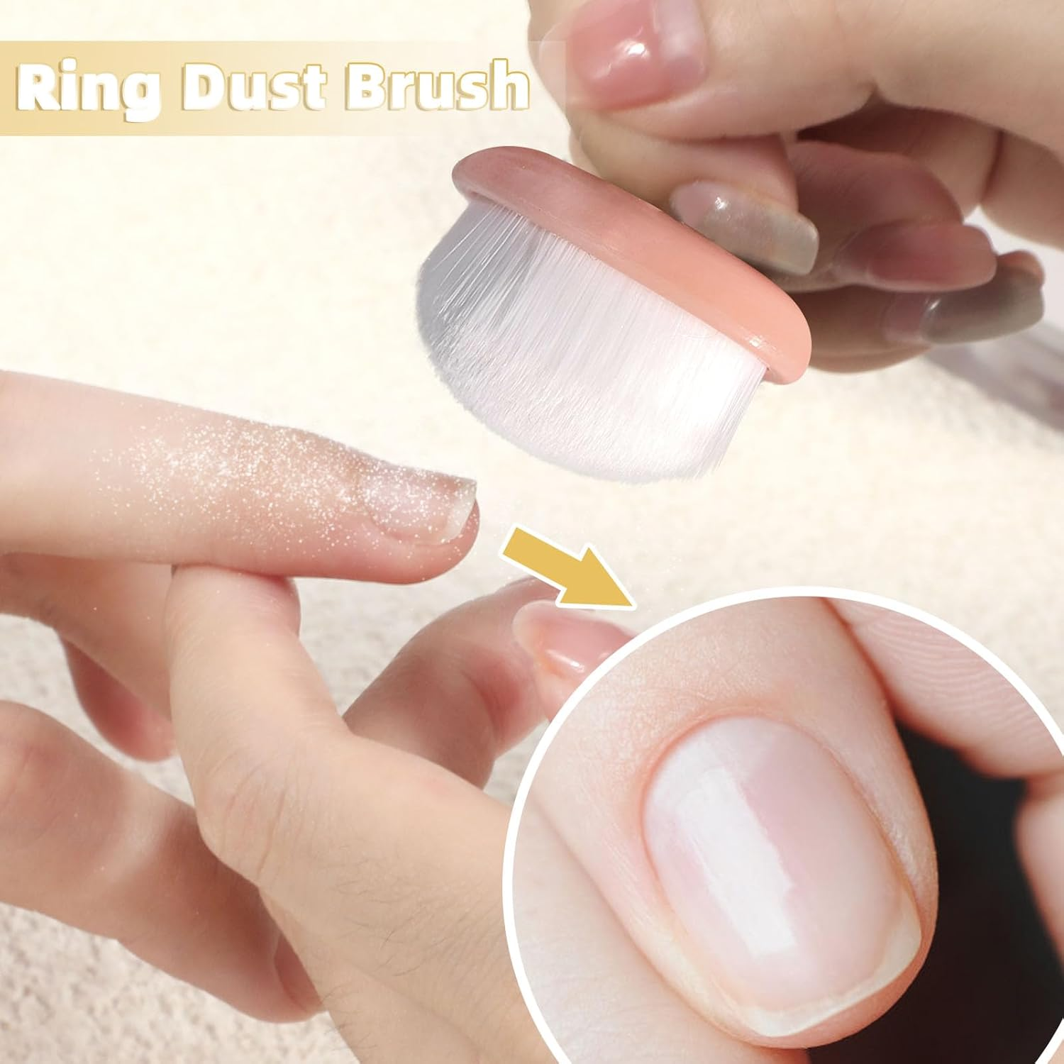 4Packs Nail Dust Cleaning Brush Ring,Soft Brushes for Clean up Fingernails and Toenails Small Portable Nail Scrubber Brush Nail Duster Tools for Manicure and Pedicure (Pink and White) image number 5