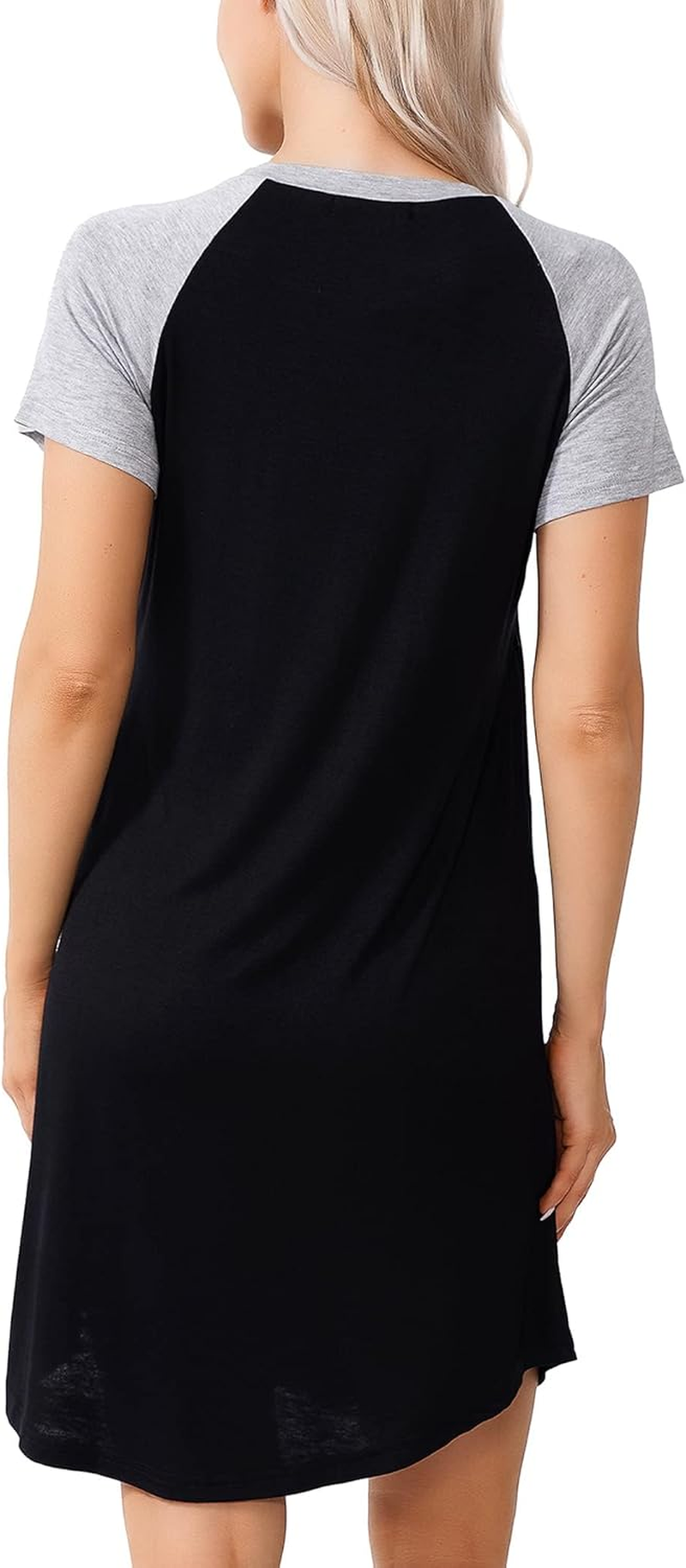 Women'S Maternity Dress Nursing Nightgown Breastfeeding Full Slips Sleepwear Black-Light Grey S image number 1