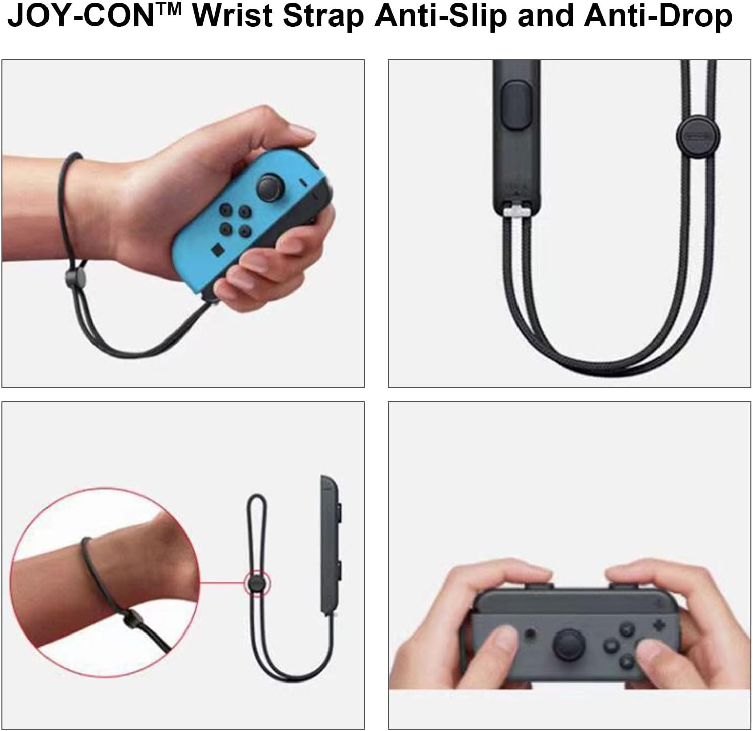 Luzcauwy Nintendo Switch Controller Wrist Strap, Metal Slide Adjustable Replacement Lanyard for Joy-Con, 2 Pack Black Portable Comfort Accessory image number 4