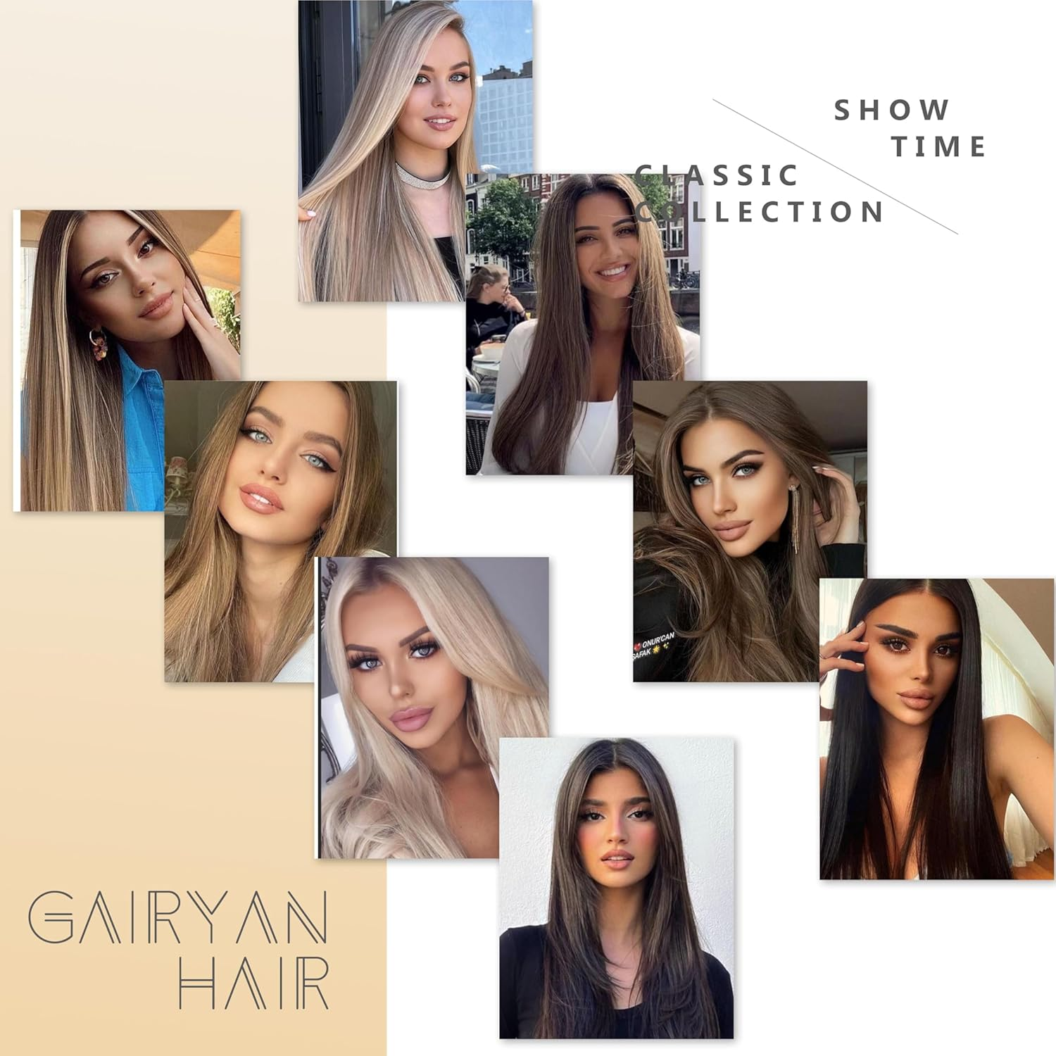 Gairyan 26Inch Straight Clip in Hair Extensions Long Full Head Hair Extension 8PCS Synthetic Hairpiece Natural Soft for Women (Medium Brown)