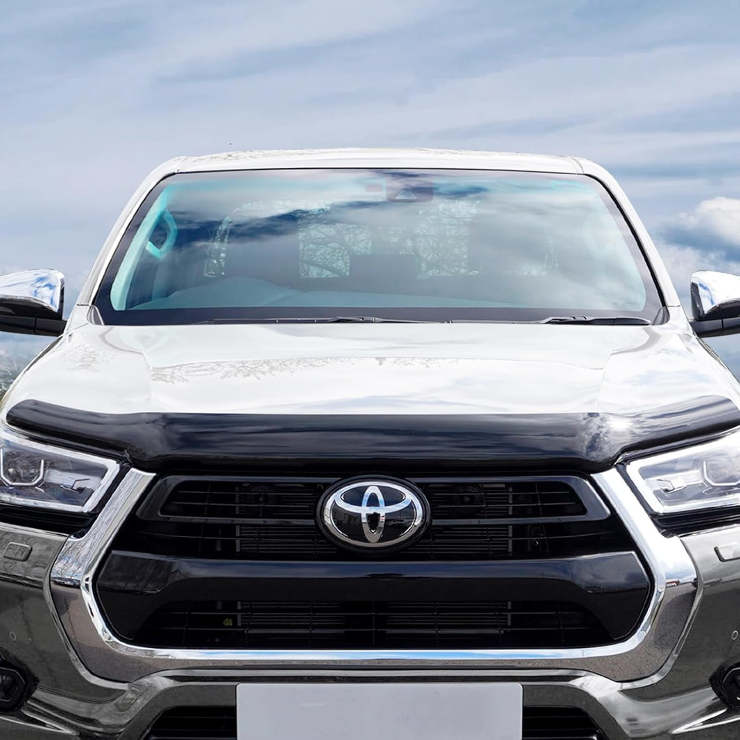 SUERAUTO4X4 Bonnet Protector for Toyota Hilux Accessories 2021-2025 N80 Facelift, Tinted Black Injection Front Bonnet Stone Protector Hood Guard Trim Ute Car Exterior image number 5