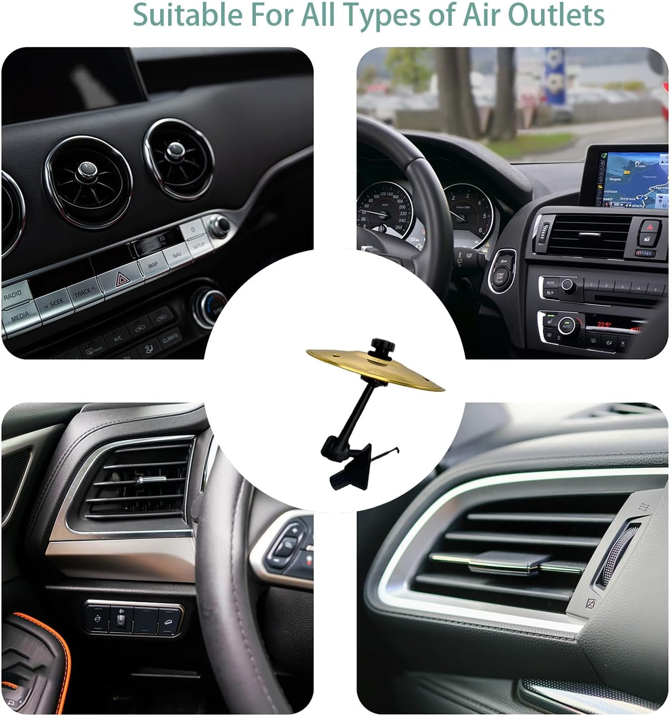 Mini Drum Crash Cymbal for Car Vent (2025 New) - Clip-On Gold Air Vent Accessory, Universal Fit All Vehicles, Gift for Music Lovers image number 3