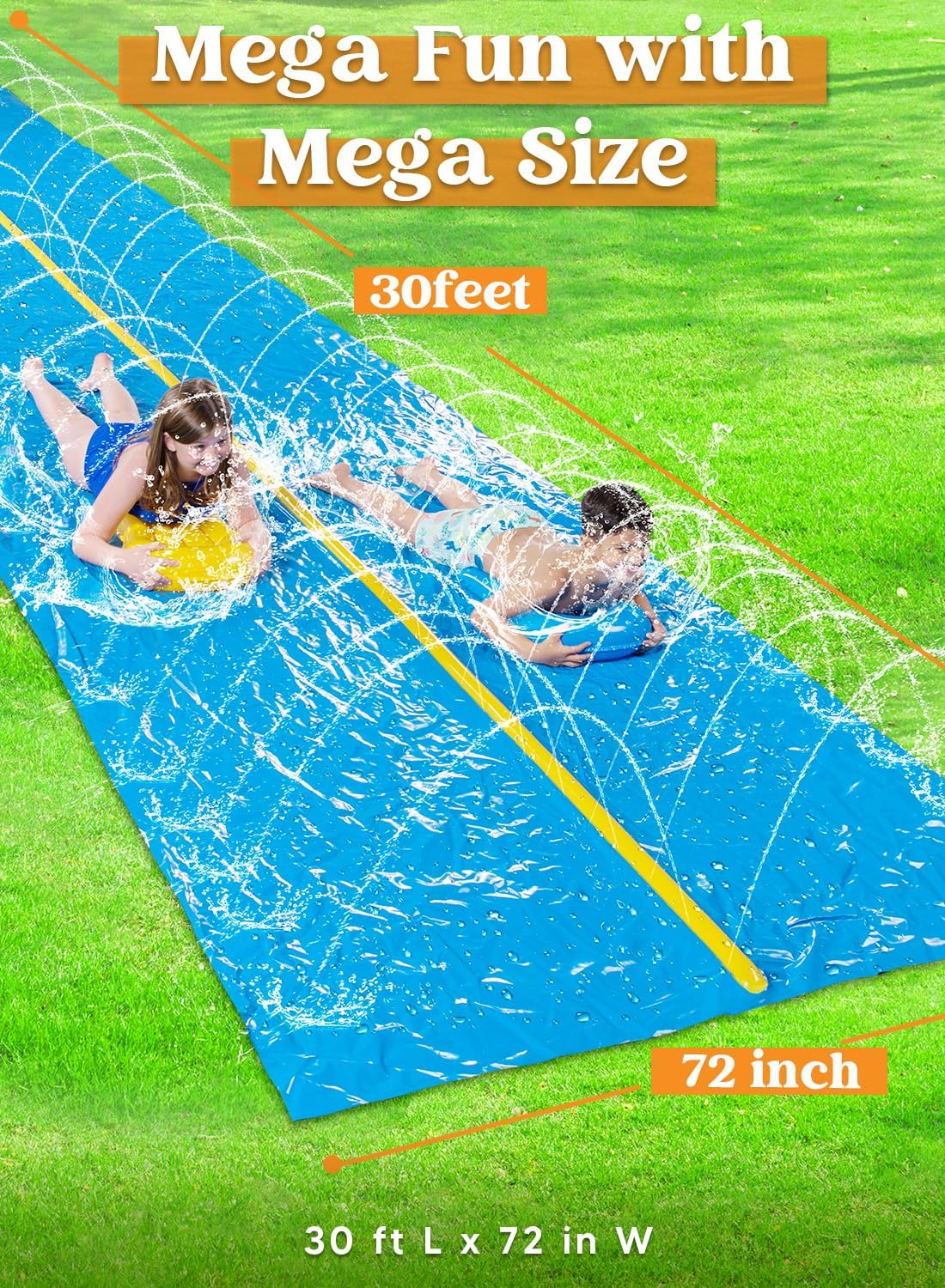 Sloosh Huge Water Slide, 30Ft X 6Ft Heavy Duty Lawn Water Slip with Built-In Sprinkler and 2 Slip Inflatable Boards for Kids Adults Party Summer Yard Lawn Outdoor Play Activities image number 5