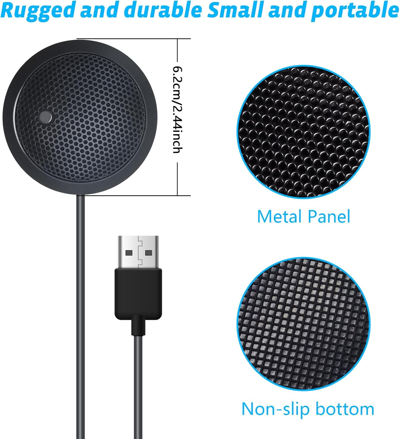 Fyvadio USB Microphone,Desktop Computer Mic, USB Conference Microphone with Mute Key, Plug & Play 360&deg;Omnidirectional Condenser PC Laptop Mics,For Online Calls/Class/Recording Video (Not a Speaker) image number 3