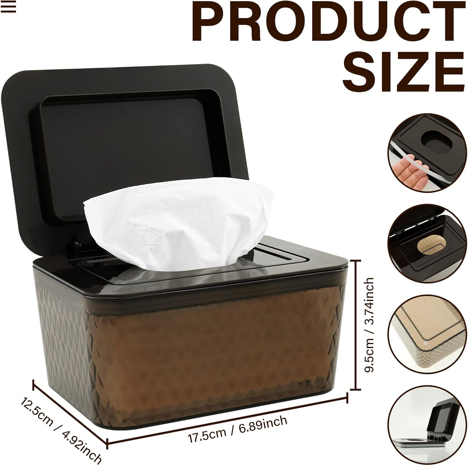 Wipes Dispenser with Lid, Dustproof Refillable Wet Tissue Case Box, Keep Wipes Fresh for Bathroom, Kitchen, Children Room, Office