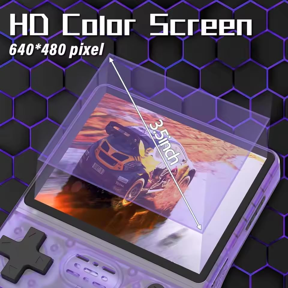 R40S Pro Retro Game Console,Portable Handheld Video Game Console ，3.5 Inch IPS Screen with 256G Card &30000+ Games,Built in 45 Emulators,3800Mah Battery (Purple) image number 6