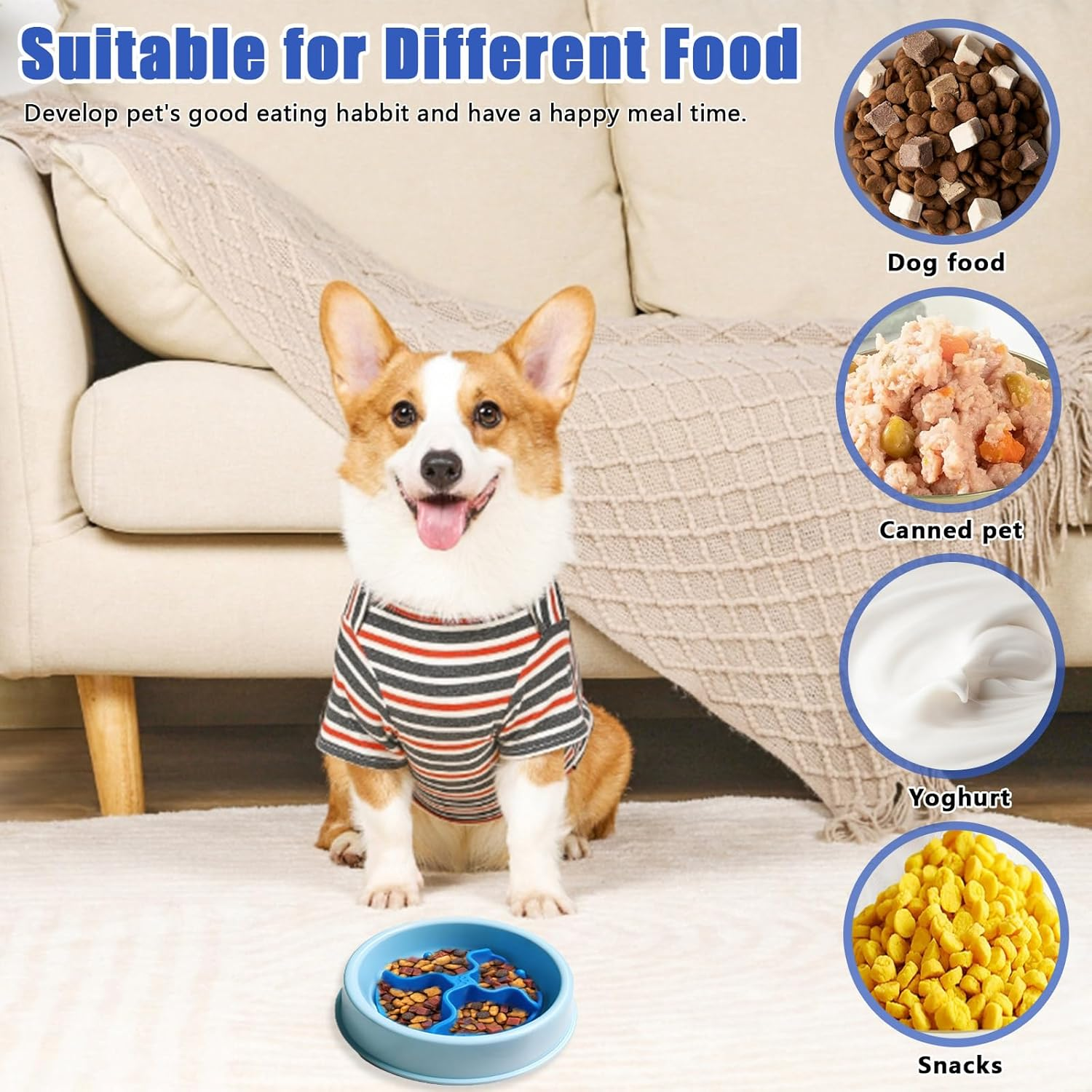 2 Pcs Soft Silicone Slow Feeder Pet Bowls Insert for Small Dogs and Cats, Puppy Feeding Solution image number 5