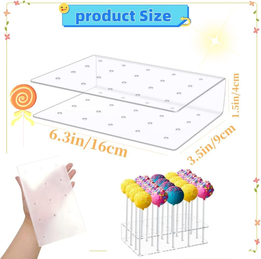 2 Pcs Cake Pop Holder,20Holes Clear Cake Pop Stands Dessert Table Display Set, for Wedding Baby Shower Birthday Partypractical and Fashion Christmas Deco image number 1