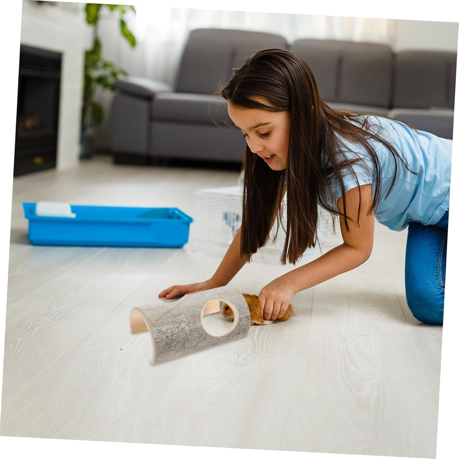 Ksngtixe 1PCS Bamboo Small Animal Tunnel, Durable Hamster Hideout for Guinea Pigs, Rats & Mice, Chew-Resistant Cage Accessory, Portable & Easy-To-Clean Hiding Tube