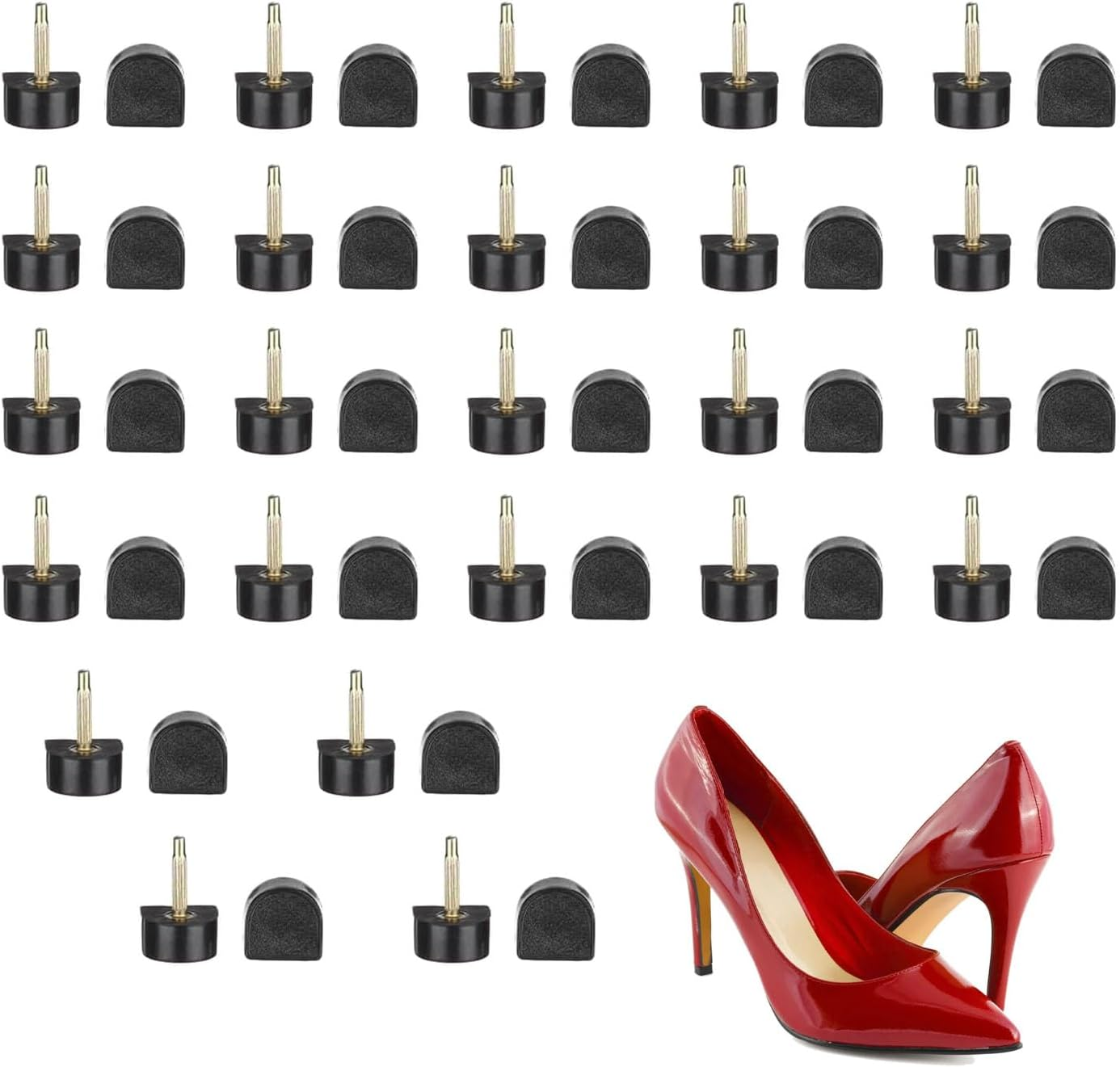 High Heel Replacement Tips - 24 Pairs Rubber Heel Stopper Repair Kit - Protection for Women Shoes Bottom Heels - All Types of High Heels