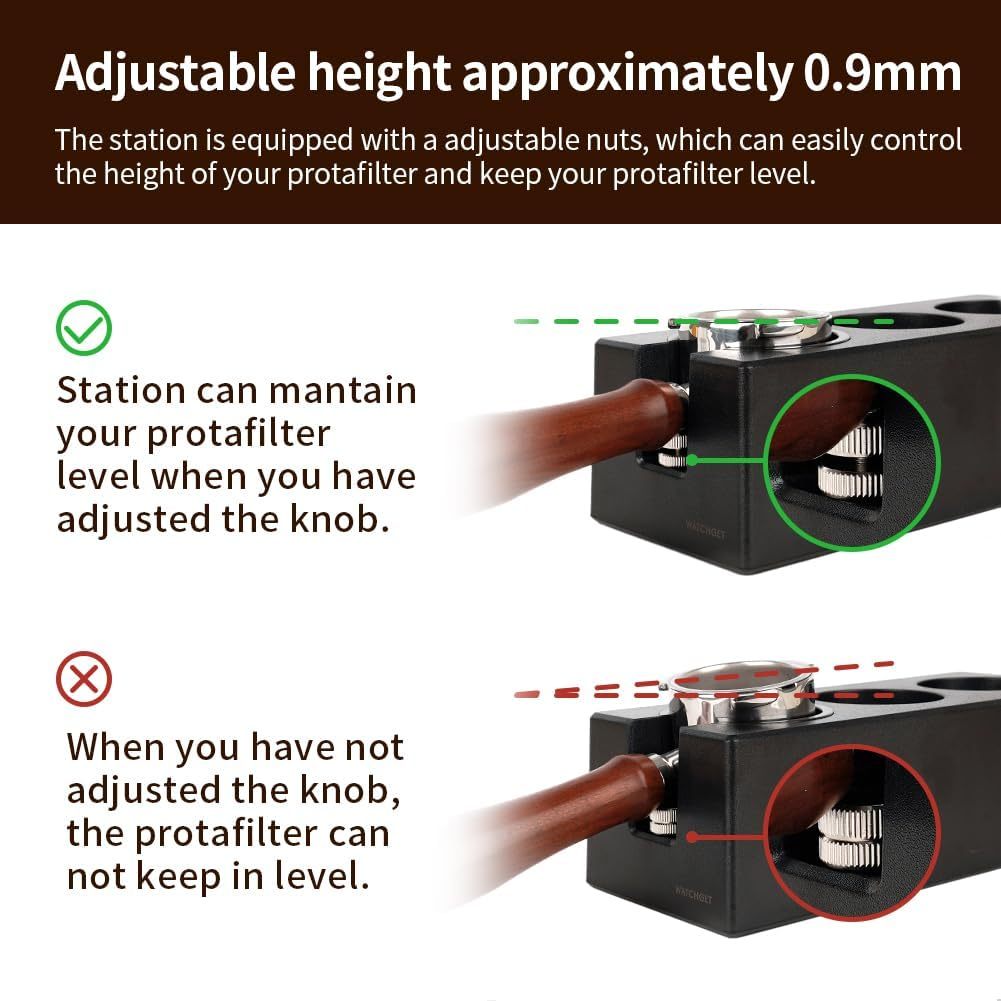 Watchget Espresso Tamping Station, Plastic Espresso Organizer Box for 51/54/58Mm Portafilter, Tamper, Distributor and Barista Accessories, Coffee Tamper Station, Black image number 4