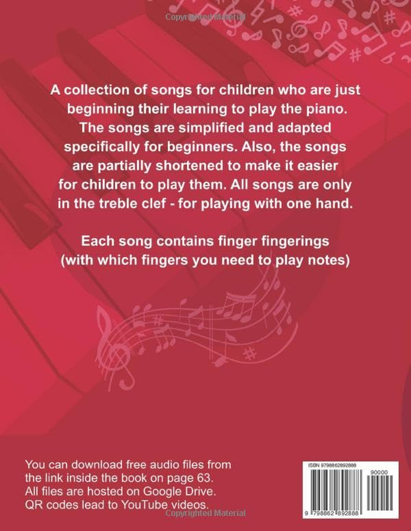Easy Piano Songbook for Kids: Beginner Piano Sheet Music with 50 Songs (+ Free Audio & Video How to Play)