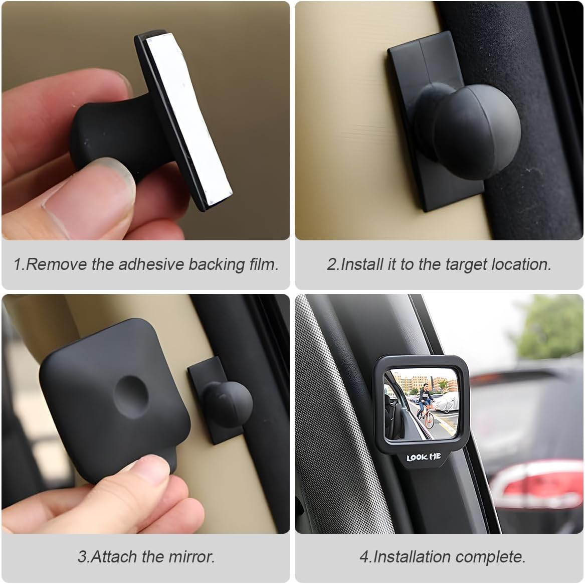Zipelo Car Back Passenger Rear View Mirror, Car Blind Spot Mirror for Get-Off Door Open Safety, Car Second Row Rearview Mirror with Magnetic Base, Universal Wide Angle Rotatable Auxiliary image number 3