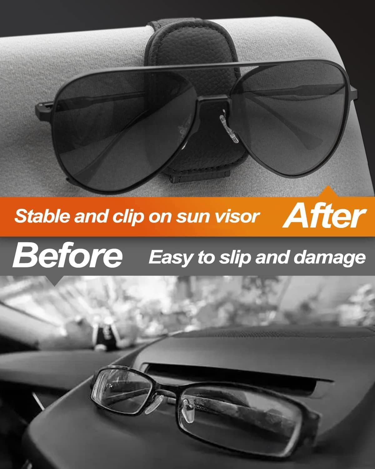 NEDLON (4Pack) Sunglass Holder for Car, Magnetic Leather Eyeglass Hanger Sunglass Clip for Car Visor, Car Sunglass Holder Organizer Storage, Car Interior Accessories image number 3