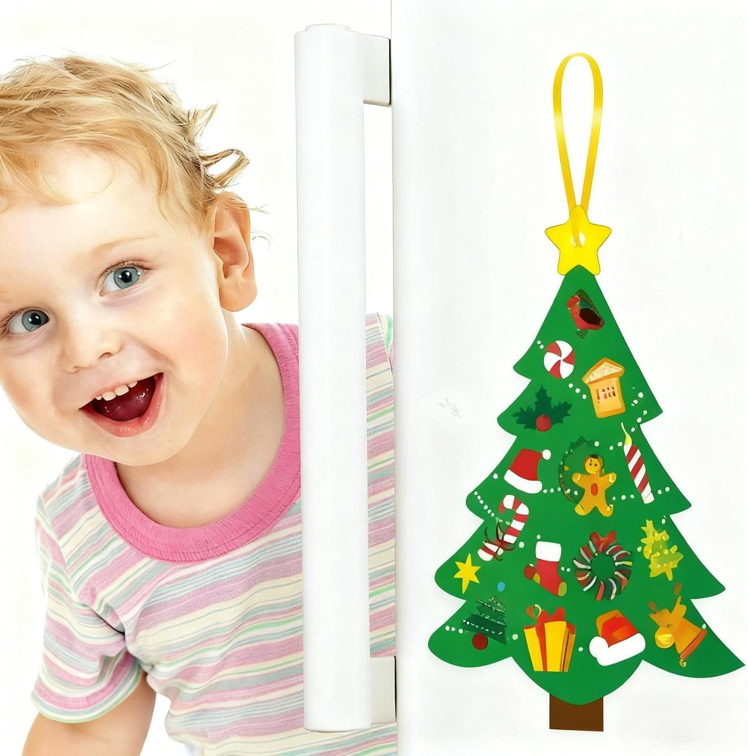 Christmas Tree DIY Stickers Xmas Ornament Craft Kit 24Pcs Christmas Tree Decorations & Sticker Cards | Fun Kids Holiday Activity & Gift Set image number 3