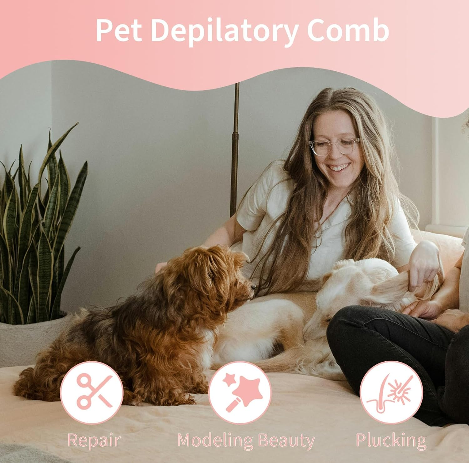 Groompro Deshedding Brush, Deshedding Brush for Cats, Dogs, Rabbits, Horses, Ergonomic Dog Groomer for Matted Hair, Loose Hair image number 4