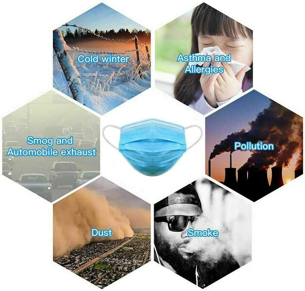 50Pcs 3-Ply Disposable Face Mask Can Be Used in Offices, Households Sensitive to Pets, and Crowded Places, with Elastic Earloop Random Color (Blue White) image number 2