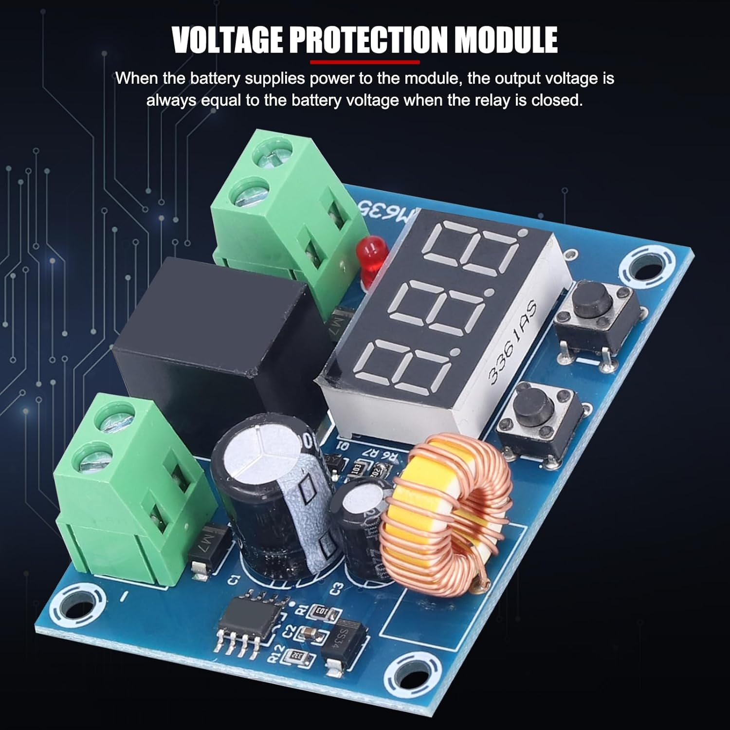 EVTSCAN Digital Adjustable DC Voltage Protection Module, for 12V to 36V Lead-Acid, Lithium-Ion Batteries, over Discharge Low Voltage Disconnect Battery Protection Board image number 2