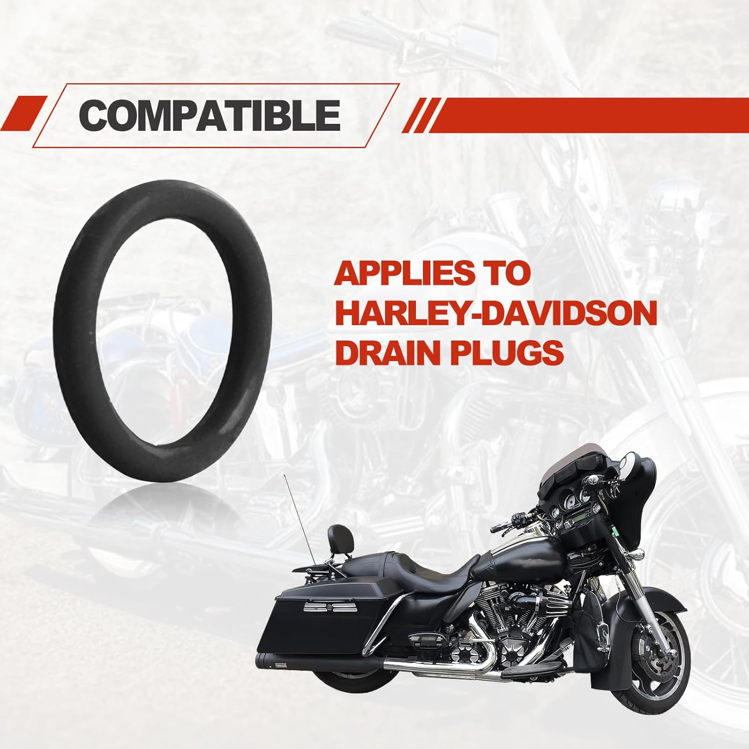 50 Pack Oil Drain Plug O-Ring #11105, Motorcycle Drain Plug O-Rings Replacement, Nitrile Rubber O Ring Gasket Ring Compatible with Harley Davidson(Black) image number 5