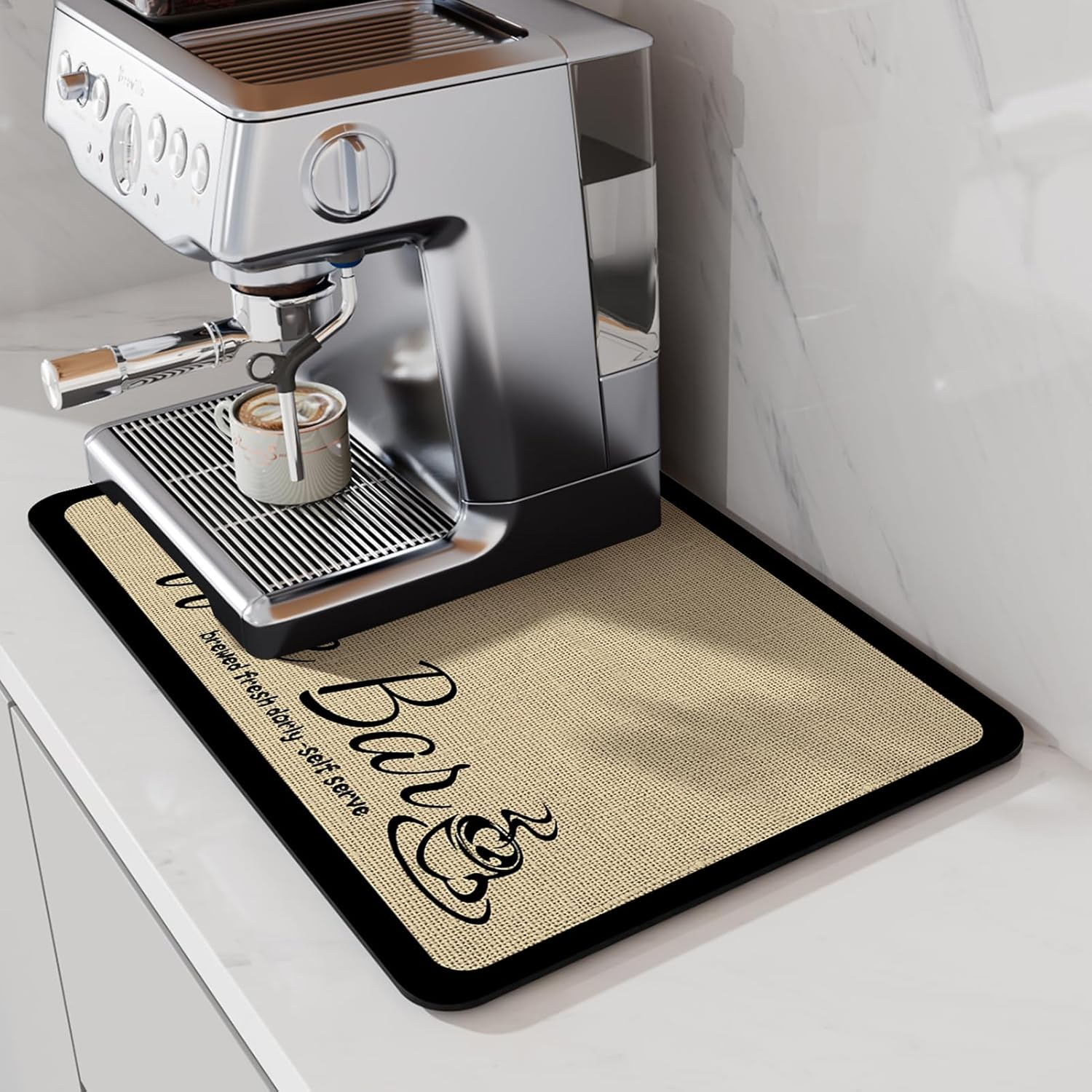 LIMNUO Coffee Mat Super Absorbent Dish Drying Mat Coffee Bar Accessories Match with Coffee Machine Coffee Pot Large Drying Mats for Kitchen Counter (43X78Cm) image number 6