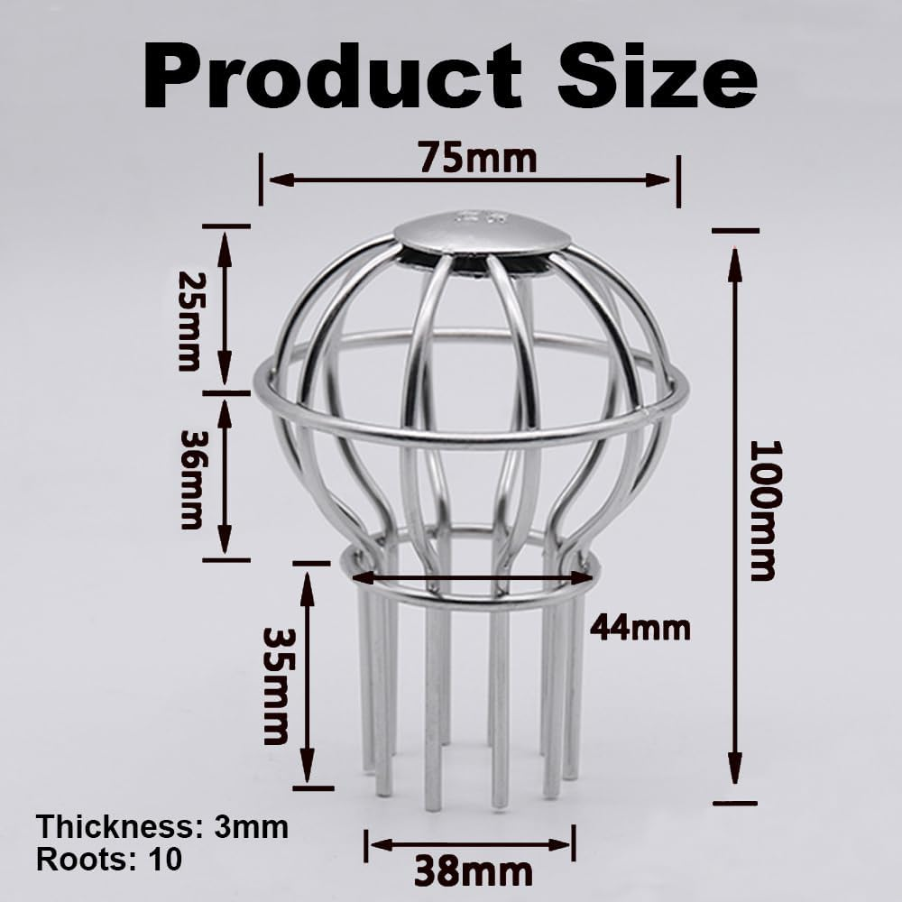 Gutter Guard, 304 Stainless Steel Roof Drain Drainage Ditch, Anti-Blocking Mesh Cover, Gutter Protection,Outdoor Roof Blocking Proof Line Cap,Round Floor Net Cover(50 Tubes) image number 5