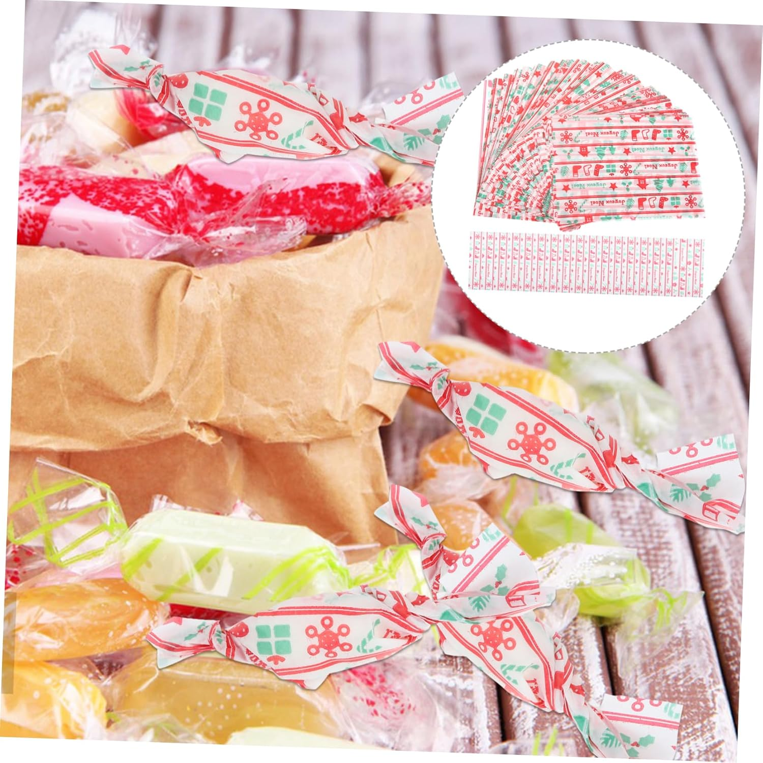 Christmas Nougat Candy Wrappers Sheets of Sweet Wrapping Paper for Christmas Treats image number 4