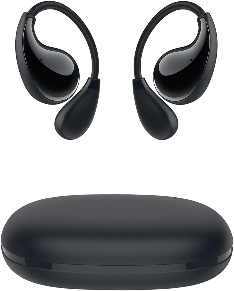 Eleror Open Ear Wireless Earbuds Bluetooth Running Headphones, 6G Ultra Lightweight Small Ear Buds with Nature Sound Earphones for Fitness/Workouts (Black)