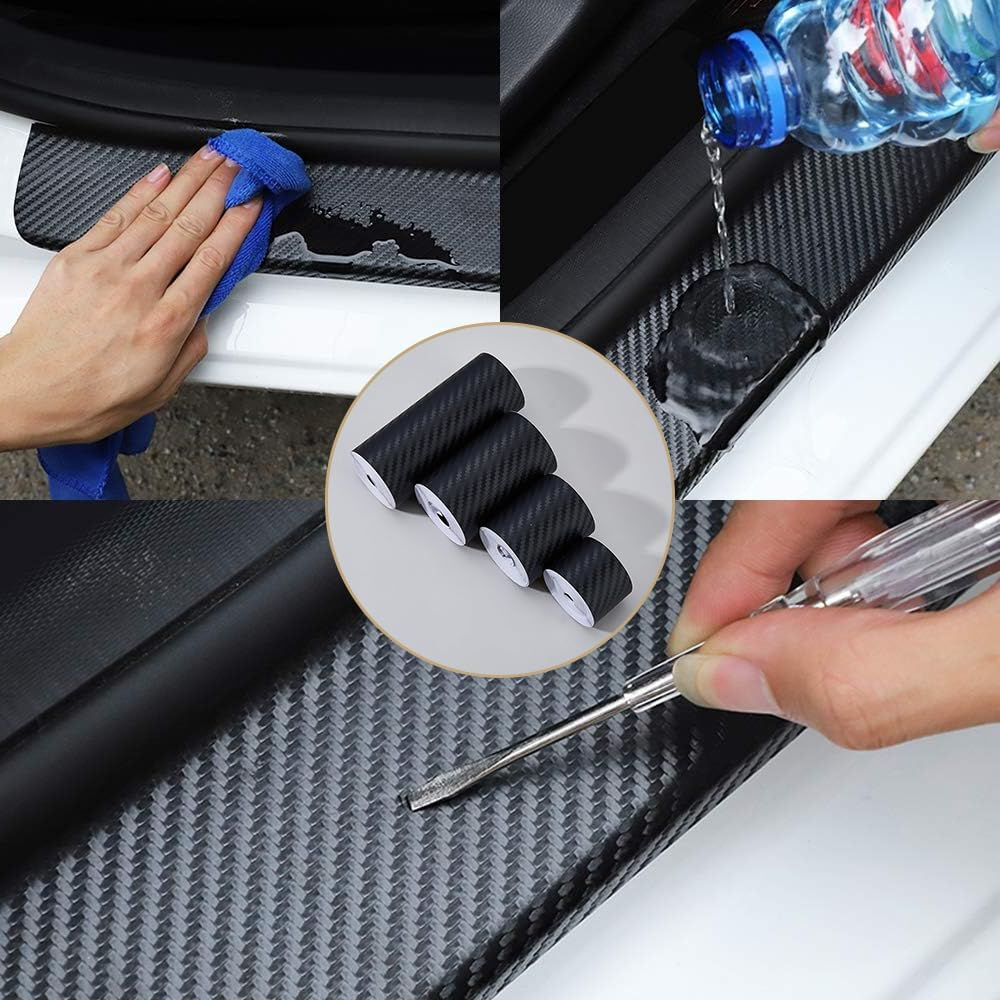 4 Rolls Carbon Fiber Vinyl Wrap Tape with Scraper Tool for Car Detailing and Sticker Application image number 2