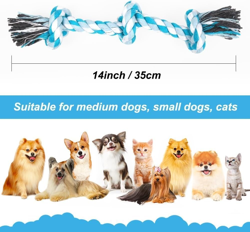 Dog Rope Toys, Durable Braided Cotton Pet Chew Rope Toys for Dog Cat Puppy Teeth Cleaning (Blue, One Size) - Pink image number 5
