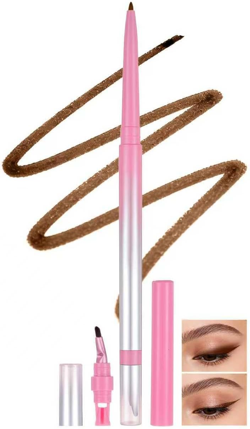 U-Shinein Eyeliner Pen with Bent Blending Brush & Built-In Sharpener, Dual-Ended Precision Eyeliner Waterproof for Smooth Application & On-The-Go Sharpening Long Lasting Brown