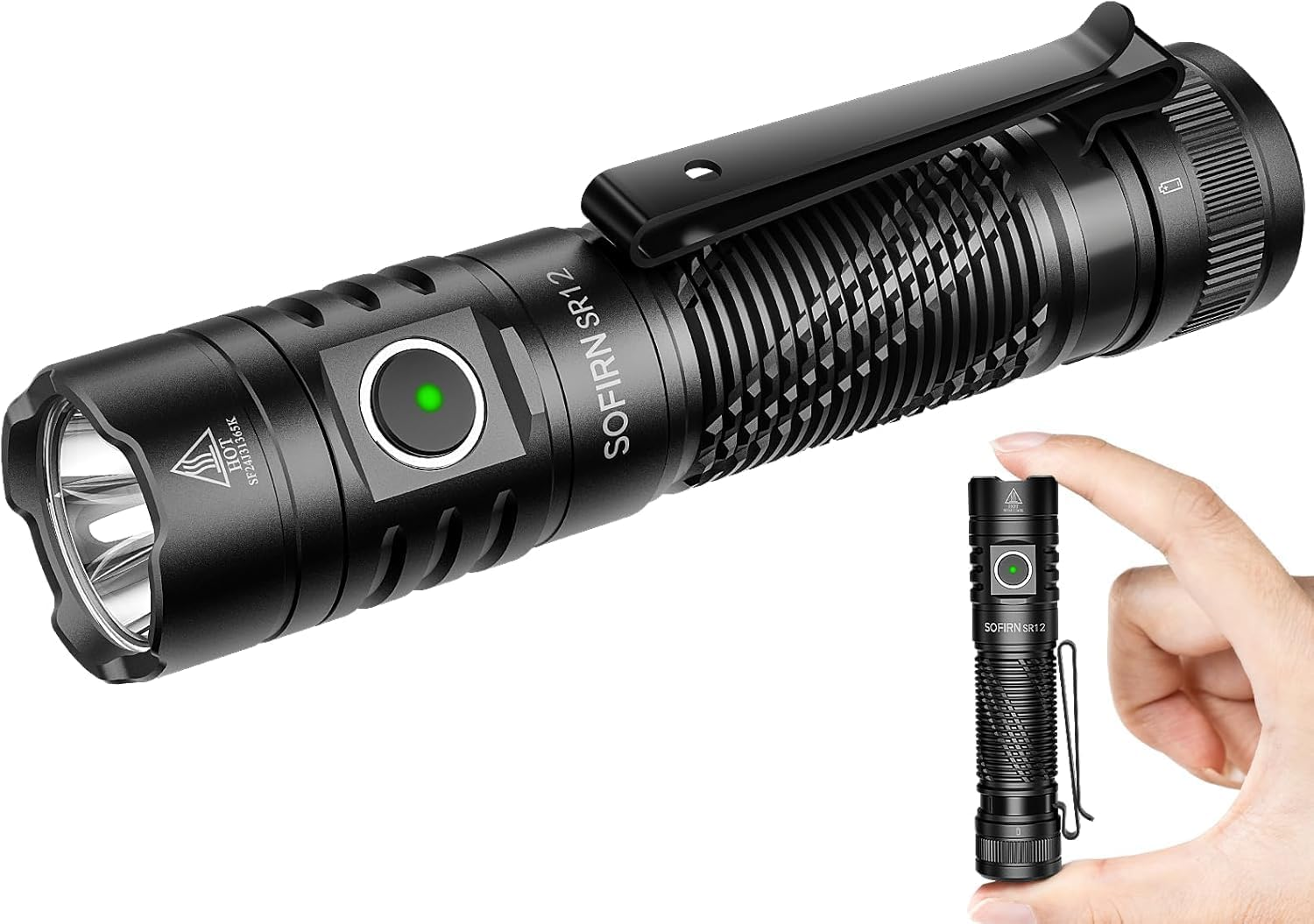 Sofirn SR12 Torch, Small EDC Pocket Flashlights High Lumens, Rechargeable Flashlight for Emergencies, 1300Ft Long Throw Spotlight, IP68 Waterproof Flashlight, Simple UI Compact Lightweight image number 1