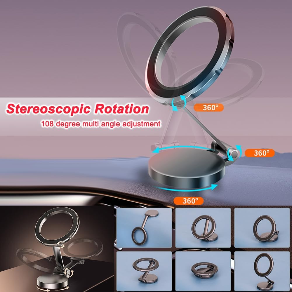 2025 New Magnetic Car Phone Holder,Car Mount Folding & 360&deg; Rotation,For Iphone 16 15 14 13 Pro Max plus Mini Magsafe Case All Phones.Magnetic Car for Phone Holder, Folding, Rotating Car Mount image number 3