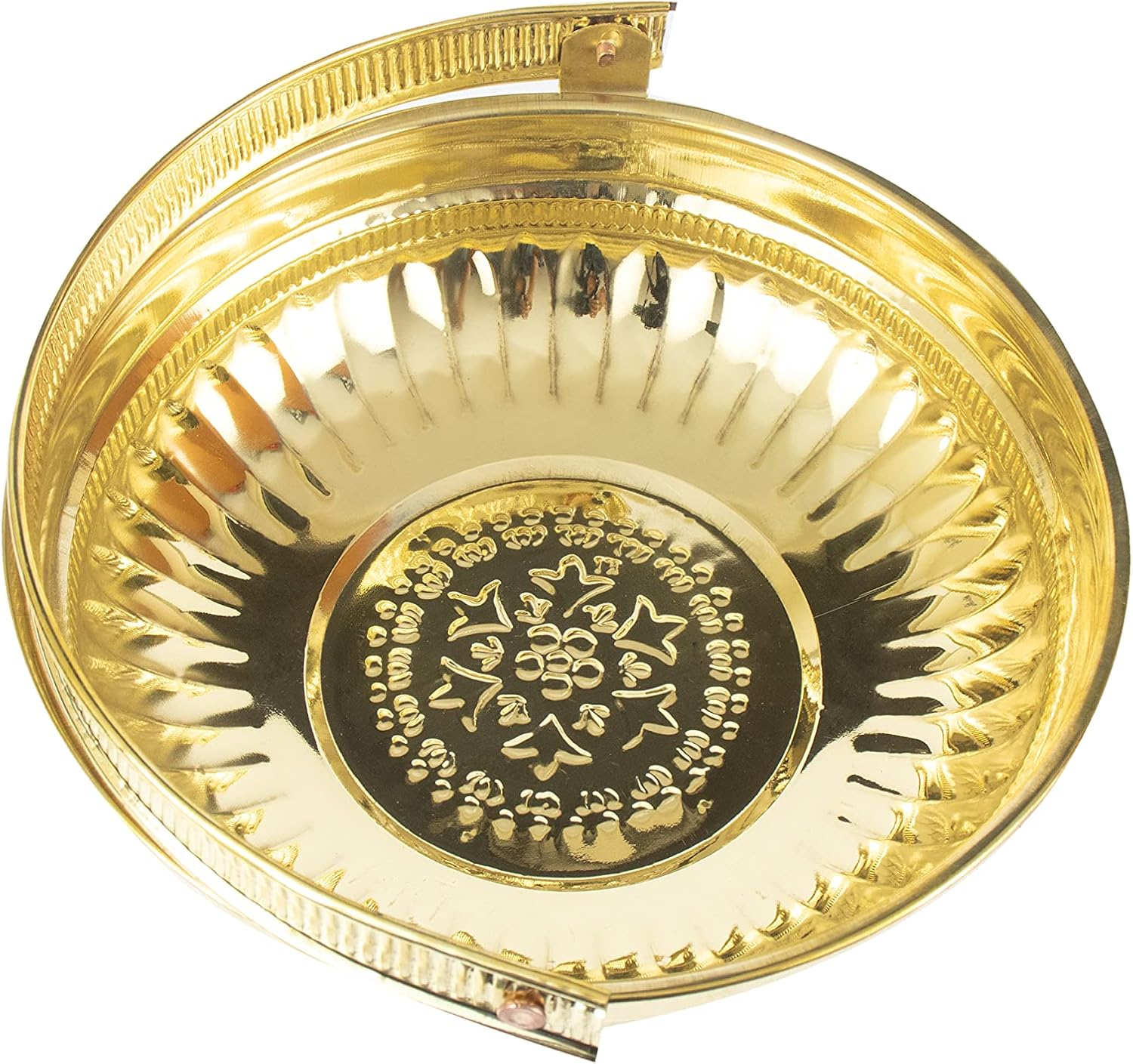 Traditional Handcrafted Lakshmi Brass Flower Basket for Pooja/Worship (Gold Leaf) image number 2