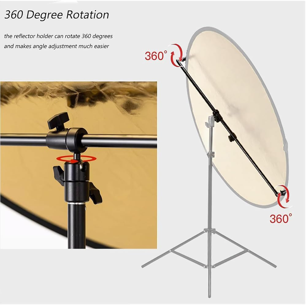 80Cm 5-In-1 Reflector with 21Cm Bracket,Light Reflector Kit,5 Colors White, Black, Silver, Gold, Translucent,360&deg; Swivel Bracket with Stereoscopic Soft Light,For Studio & Outdoor Photography Lighting. image number 2