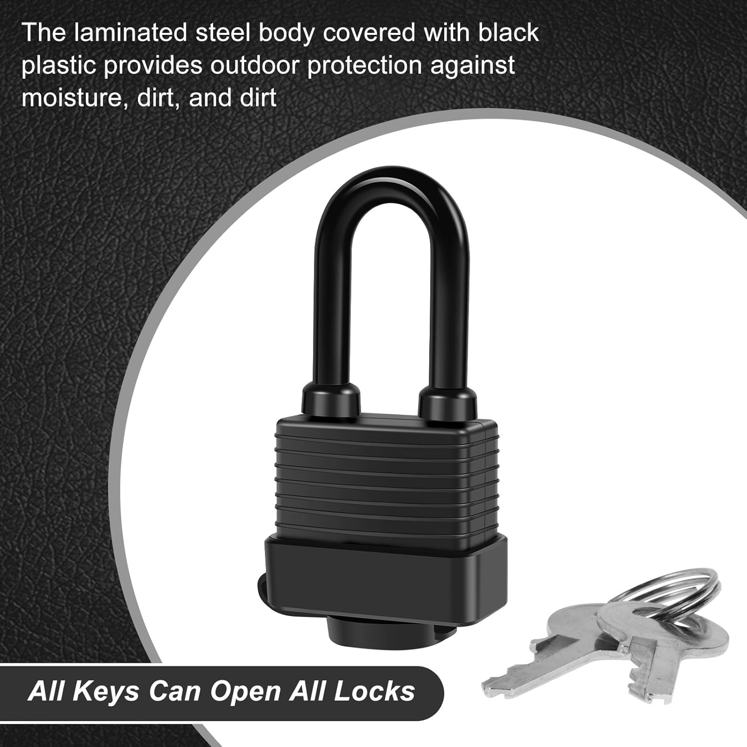 Abizarch Padlocks Keyed Alike for Outdoor Use, Pack of 6, Laminated Steel Lock Set Safety Padlock, Waterproof Heavy Duty Outdoor Security Lock image number 2