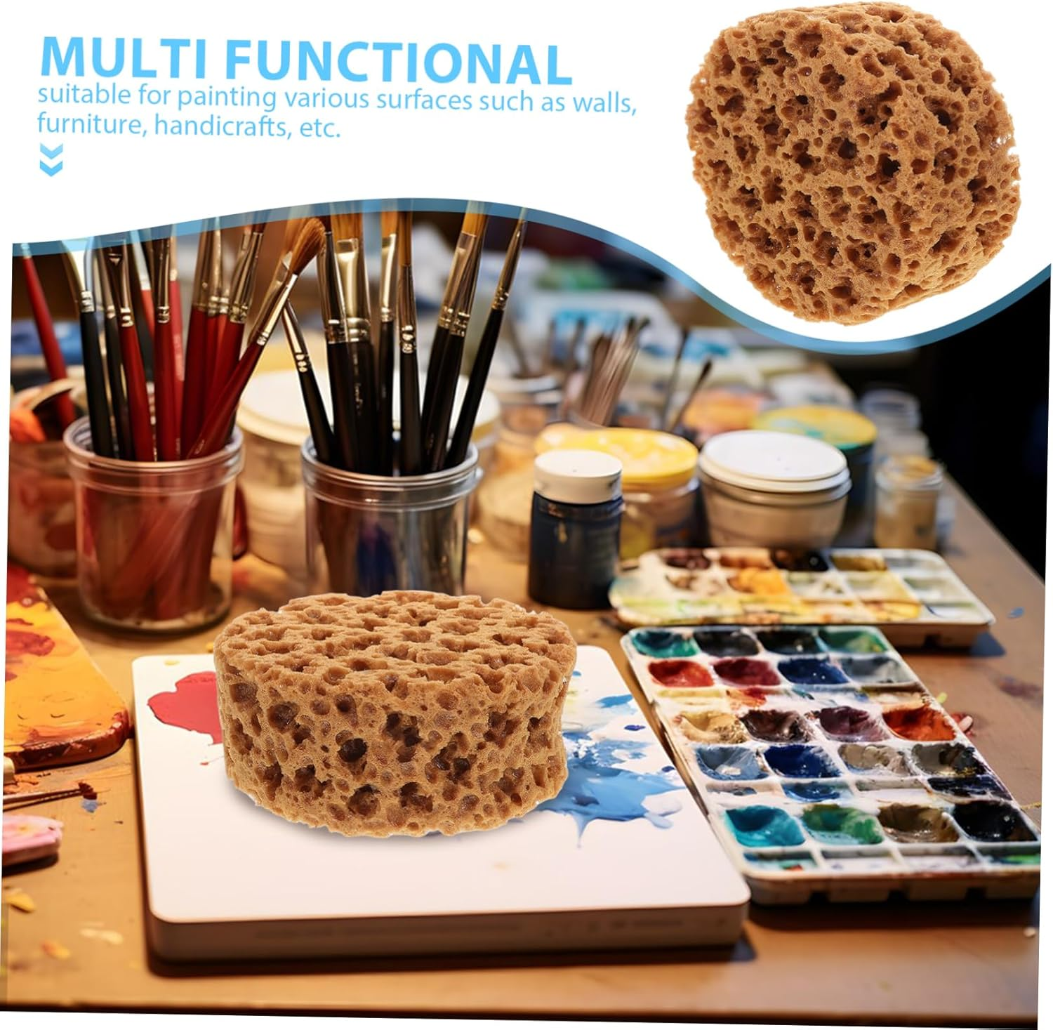 Bestonzon Paint Brush Tools Artificial Sea Sponge Textured Painting Tool for Walls Furniture Crafts Reusable Art Sponge Applicator image number 2