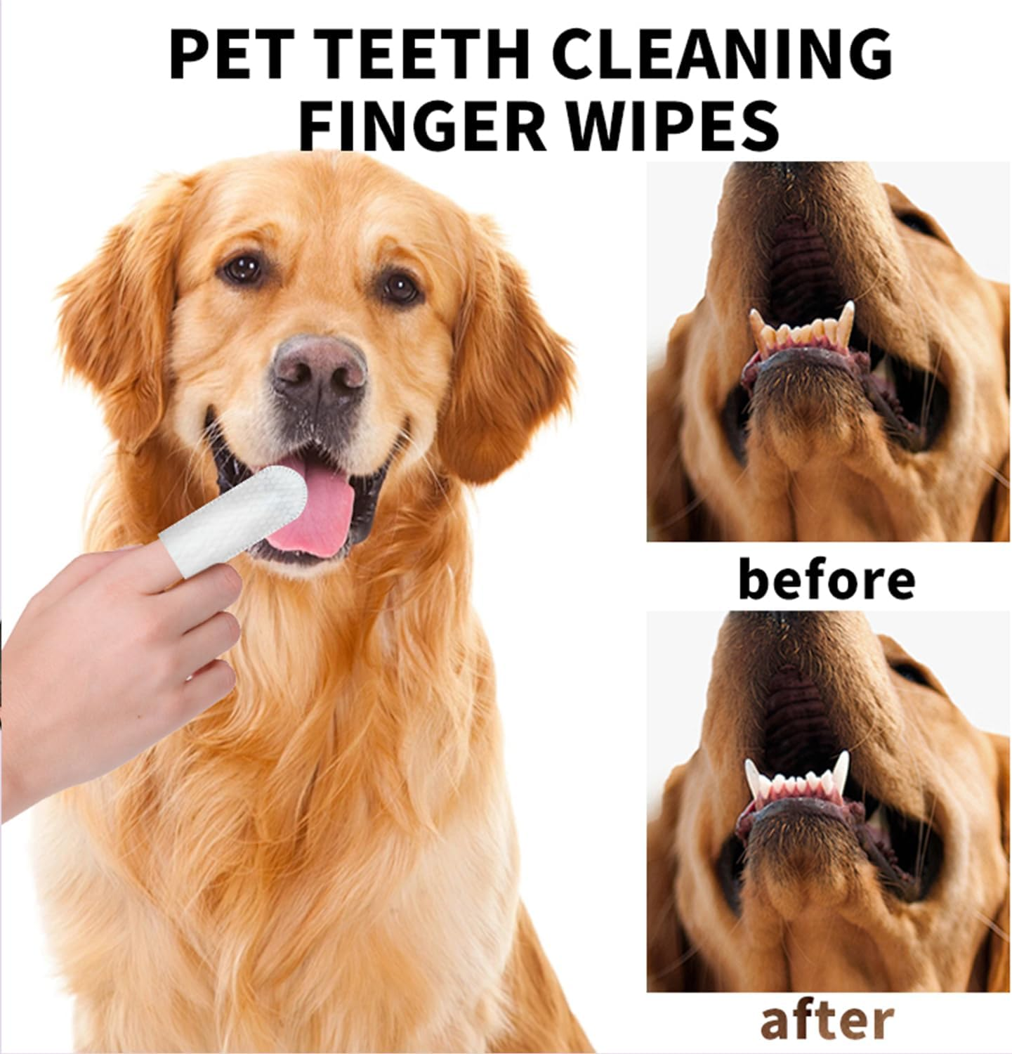 Pet Teeth Cleaning Wipes for Dogs & Cats, Remove Bad Breath by Removing Plaque and Tartar Buildup No-Rinse Dog Finger Toothbrush, Disposable Gentle Cleaning & Gum Care Pet Wipes, 50 Pcs image number 2