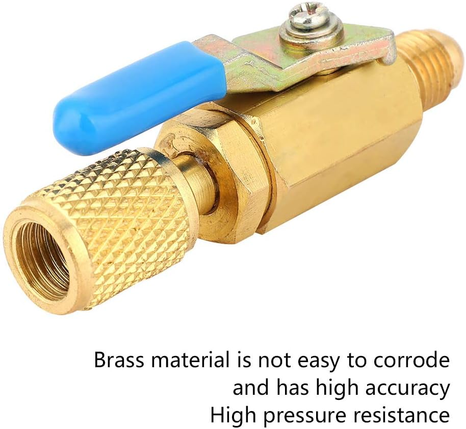 3 PCS Balls Valve, Brass Refrigerant Balls Valve Adapter Switch, Refrigerant Valve, Refrigerant Control Valve, Refrigerant Switch Valve image number 4